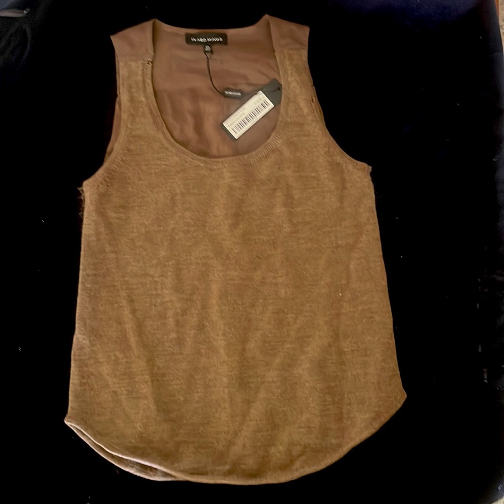 Brown In Add Minus Wool/Silk Racerback Tank